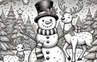 Schneemann und Rentiere