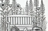 Gartenbank in einem Blumengarten