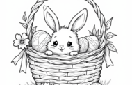 Ausmalbild Osterhase im Korb