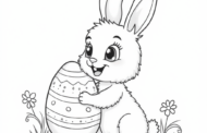Ausmalbild Osterhase mit Osterei