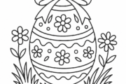 Ei, Schleife und Frühlingsblumen