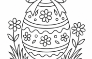 Ei, Schleife und Frühlingsblumen