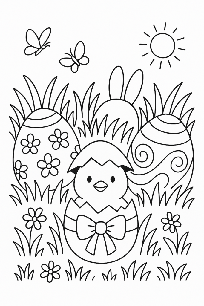 Osterwiese mit Überraschungseiern