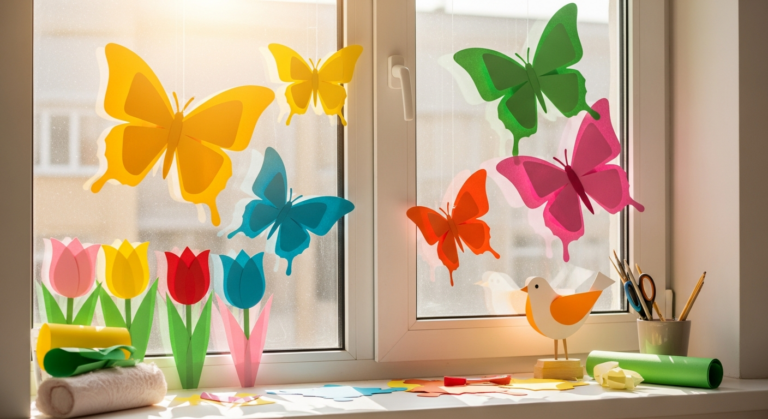 Fensterbilder Frühling — 8 kostenlose Vorlagen zum Ausdrucken (2026)