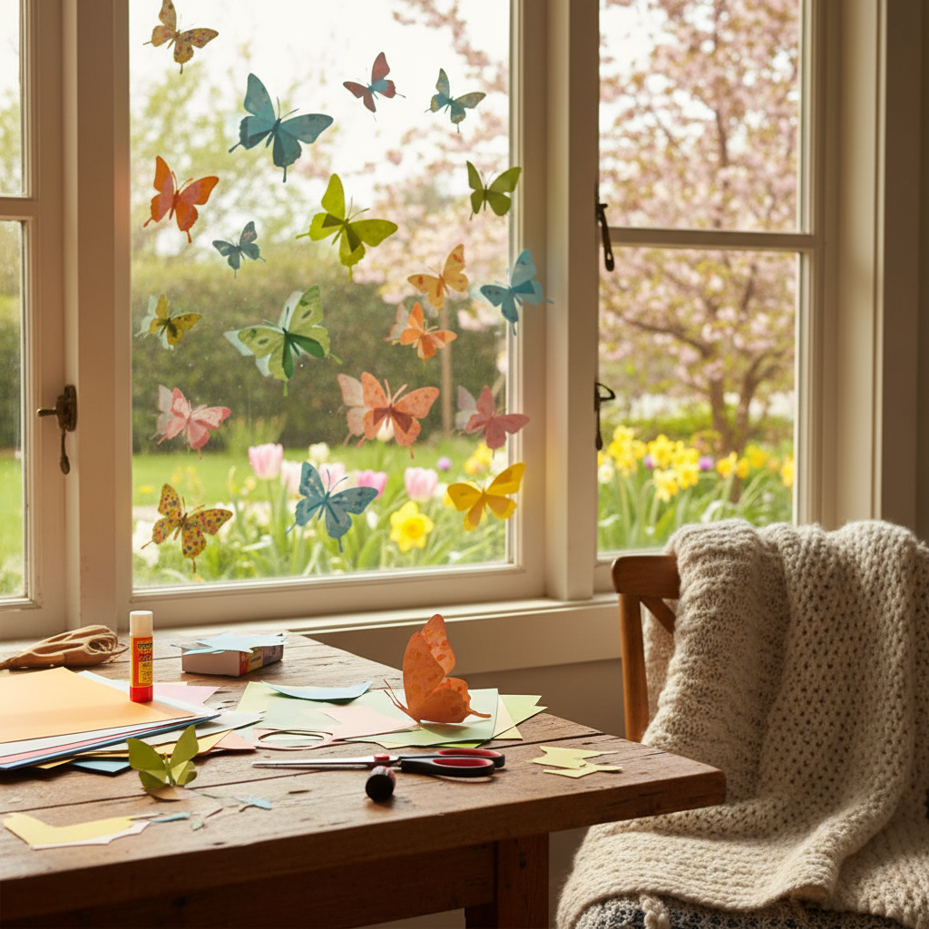 Schmetterling Fensterbild: Kostenlose Vorlage zum Ausdrucken