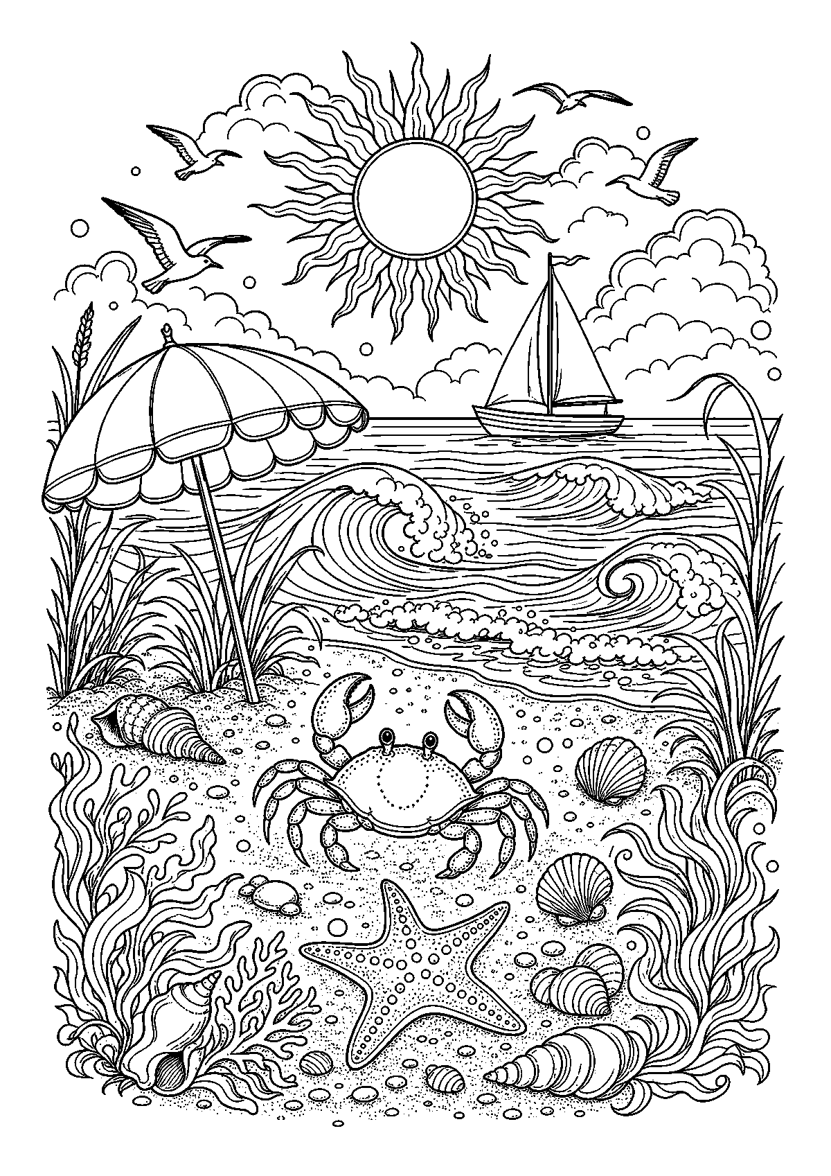 Strand Fensterbild Vorlage für den Sommer